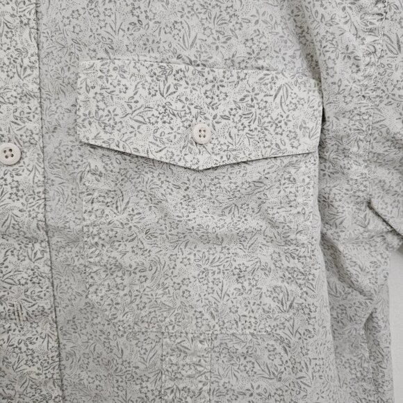Structure Men's M White Gray Modern Fit Shirt Floral Print Short Sleeve - Picture 3 of 10